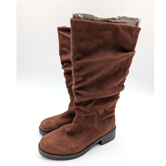 Steve Madden Kids' Jcecee Ruched Slouched Cognac Suede Boot Brown Size US3 EU34 - Picture 1 of 12